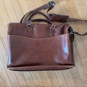 LEVENGER Men’s Brown Leather Briefcase Messenger Bag